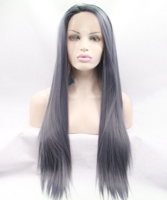 Dolago Hot Sales Grey Color Synthetic Wig Lace Front Wig