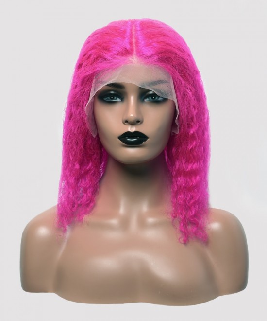 Good Pink Colored Human Hair Lace Front Wigs For Women 