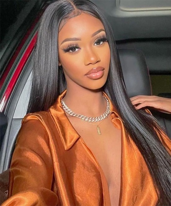 Straight Cheap Human Hair Lace Front Wigs Pre Plucked Natural Brazilian 13x6 Frontal Wigs For Black Women High Quality 150% Density Glueless Human Virgin Hair Wigs With Fake Scalp For Sale Dolago