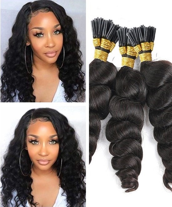 Dolago Best Loose Wave I Tip Extensions For Black Hair Brazilian Itip Human Hair Extensions For Women Wholesale Price 100 Pieces/set Fusion Micro Link Extensions With Silicone Rings For Sales Online Supplier