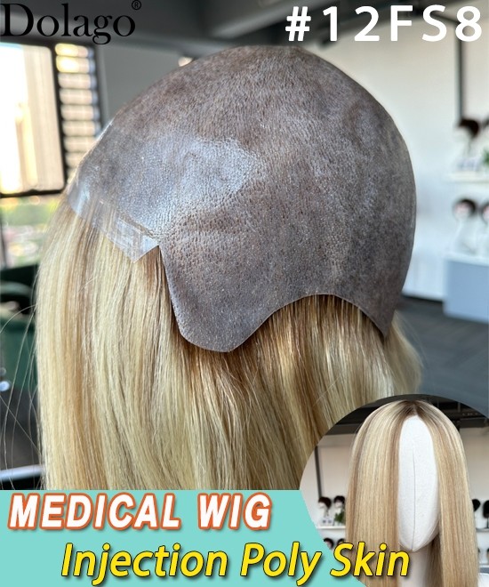 Dolago Best Injection Poly Skin Medical Wigs For Cancer Patients 130% Wholesale Real Virgin Human Hair Medical Wig For Women For Alopecia And Chemo Hair Loss