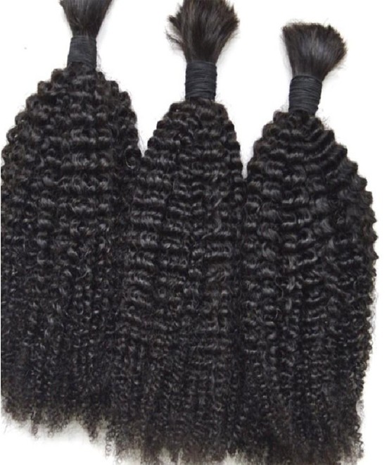 Good Brazilian Human Hair 3Pcs Afro Kinky Curly Hair Weave Hair Bulk For Hair Wigs Making