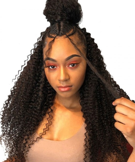 Wigs Kinky Curly Natural Hairline Invisible Lace Wigs Human Hair Wigs 