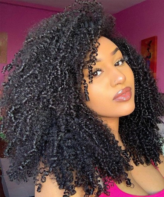 3B 3C Brazilian Kinky Curly Clip In Human Hair Extensions For Women