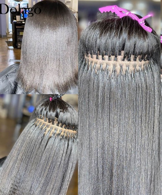 Malaysian straight i tip human hair extensions for sale cheap price