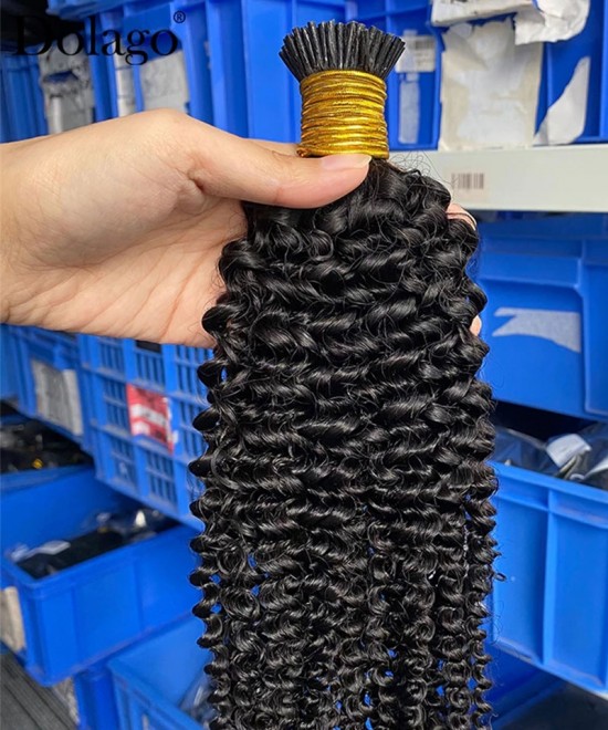 Best quality kinky curly i tip hair extensions online 100 pieces/set