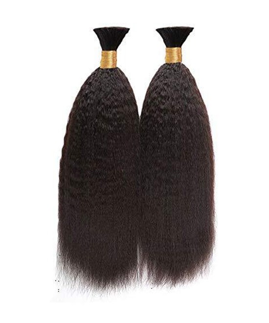 Good Quality 2Pcs Brazilian Human Hair Kinky Straight Hair Weave Bulk Hair For Wig Making