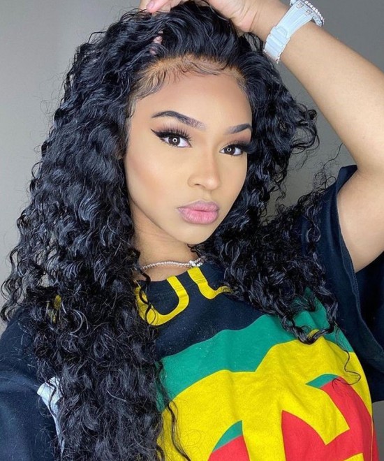  Loose Curly 360 Lace Frontal Wig Pre Plucked