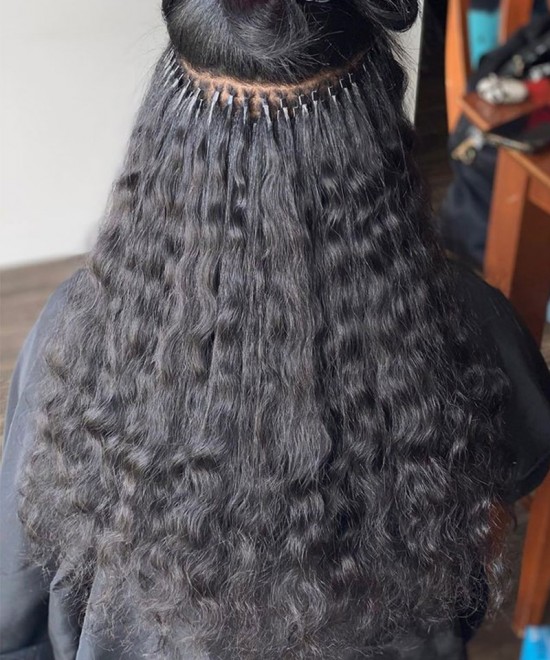 good micro link loop human hair extensions for sale deep curly 