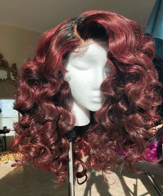 Colorful Wig Loose Wave 1B/30 Ombre Color 150% Density 