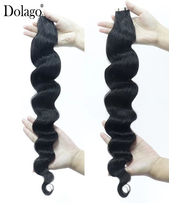 Dolago Loose Wave Flat Tape Human Hair Extensions For Women To Make