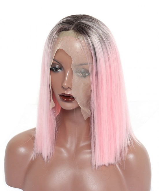 Synthetic Lace Front Wig Ombre Wigs 1B Pink 