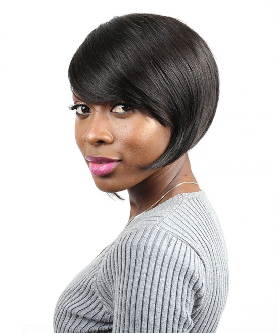 Dolago Straight Human Hair Wigs 100% Brazilian Short Bob Wig With 130% Density 1B Color