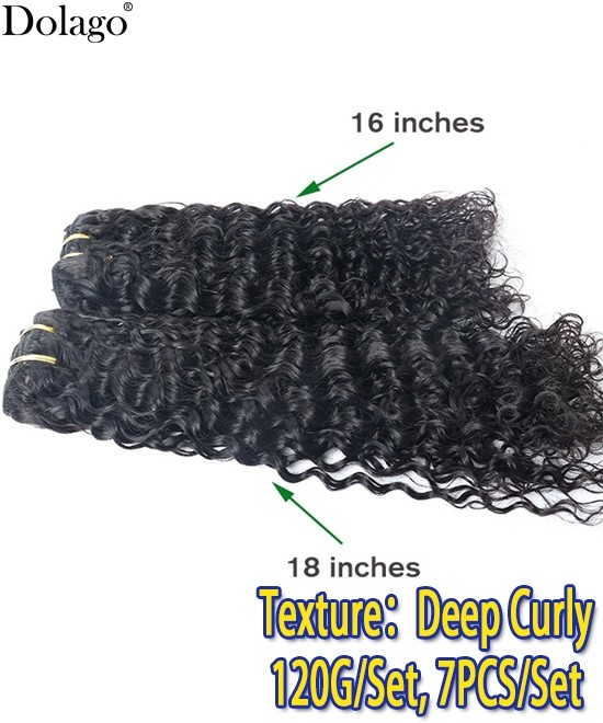 Dolago 7 Pieces/Set Deep Curly Clip In Human Hair Extensions For Women Brazilian Virgin Hair 120g/set Clip Ins Braid Hair Bundles Good Cheap For Sale Online 