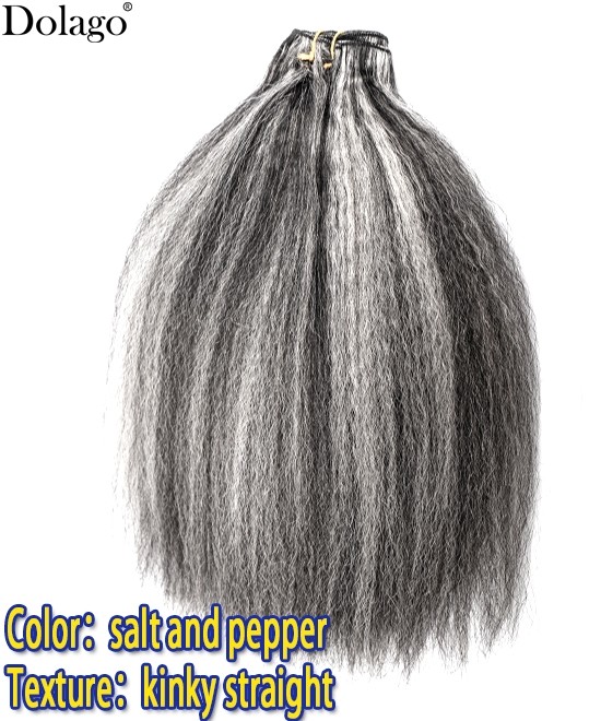 Dolago Highlight Salt And Pepper Human Hair Clip In Human Hair Extensions For Women Best Kinky Straight 120g/Set Clip-In Hair Extensions For Thinning Hair Wholesale 