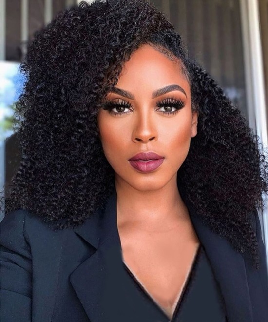 Dolago 250% Afro Kinky Curly Glueless 13x6 HD Lace Front Wig Pre Plucked Brazilian High Quality Invisible HD Frontal Lace Human Hair Wigs Pre Bleached For Women Best 4B 4C Curly Front Lace Wigs Online