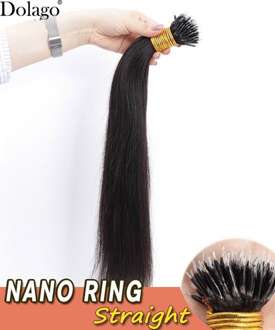 straight nano ring human hair extensions for women online sale