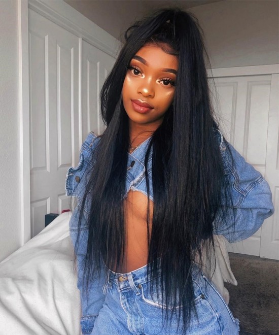 Dolago 250% Silky Straight Lace Front Human Hair Wigs For Black Women With Baby Hair Brazilian Glueless Straight 13X6 Frontal Wigs Pre Plucked High Density Lace Front Wigs For Sale Online