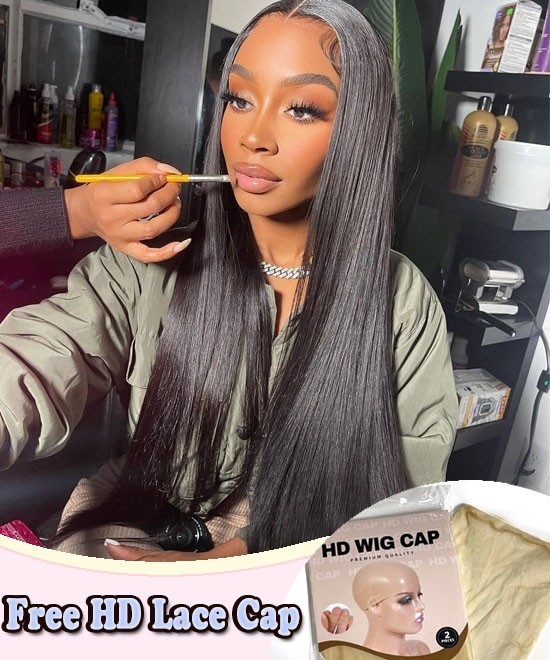 Dolago Real HD 4x4 Lace Closure Wigs Human Hair 250% Straight Glueless HD Swiss Frontal Closure Wig With Invisible Hairline Pre Plucked Best Undetectable Lace Wigs Bleached The Knots Free Shipping