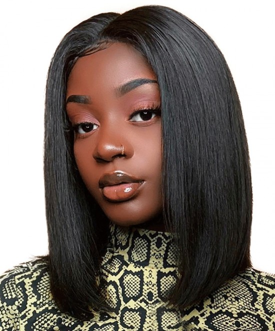 Short Straight Bob Lace Front Wigs 250% Density 