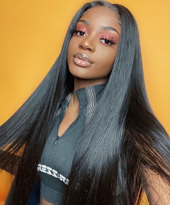 Dolago Hair Wigs Silky Straight 370 Lace Frontal Wig Brazilian Straight Lace Front Human Hair Wigs For Black Women Pre Plucked With Baby Hair