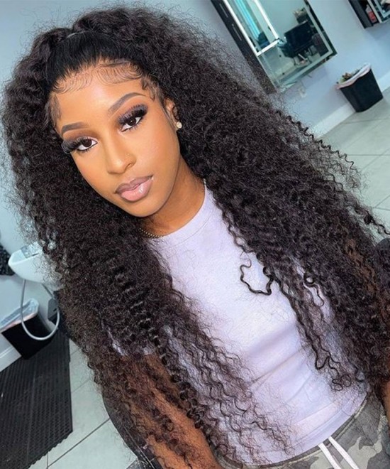 U Part Kinky Curly Human Hair Wigs For Sale Cheap Price 