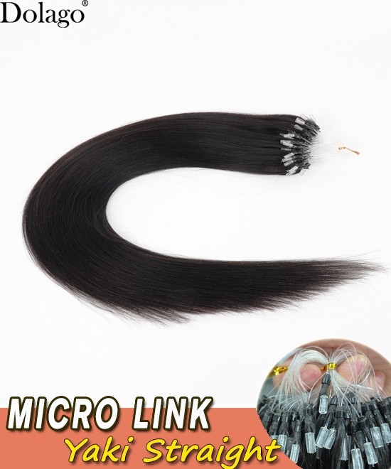 Dolago Light Yaki Straight Brazilian Micro Link Extensions For Sale High Quality Human Hair African American Microlink Hair Extensions 8-30 Inches On Black Hair For Women Online Shop Free Shipping 