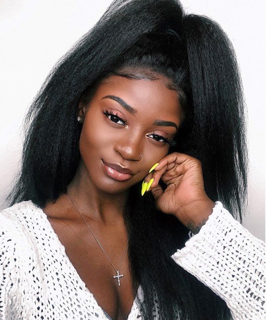 Dolago Light Yaki Lace Front Wigs Human Hair With Baby Hair 150% Density Glueless 13X6 Lace Frontal Wig Pre Plucked For Black Women Best Quality Brazilian Human Virgin Hair Frontal Wigs Sale Online