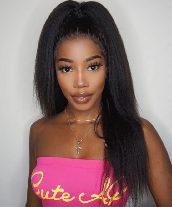 Dolago 150% Light Yaki Straight 360 Lace Front Wig Brazilian Human Hair Pre Plucked For Black Women Glueless 360 Lace Frontal Wig With Baby Hair For Slae Online High Quality 360 Full Lace Wig Pre Bleached