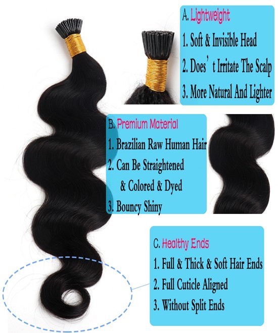 Dolago Atlanta Body Wave I tip Extensions For Women High Quality Itip