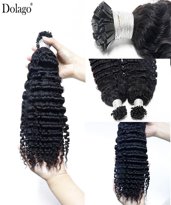 Dolago 3B 3C Kinky Curly Keratin Tip Hair Extensions For Women