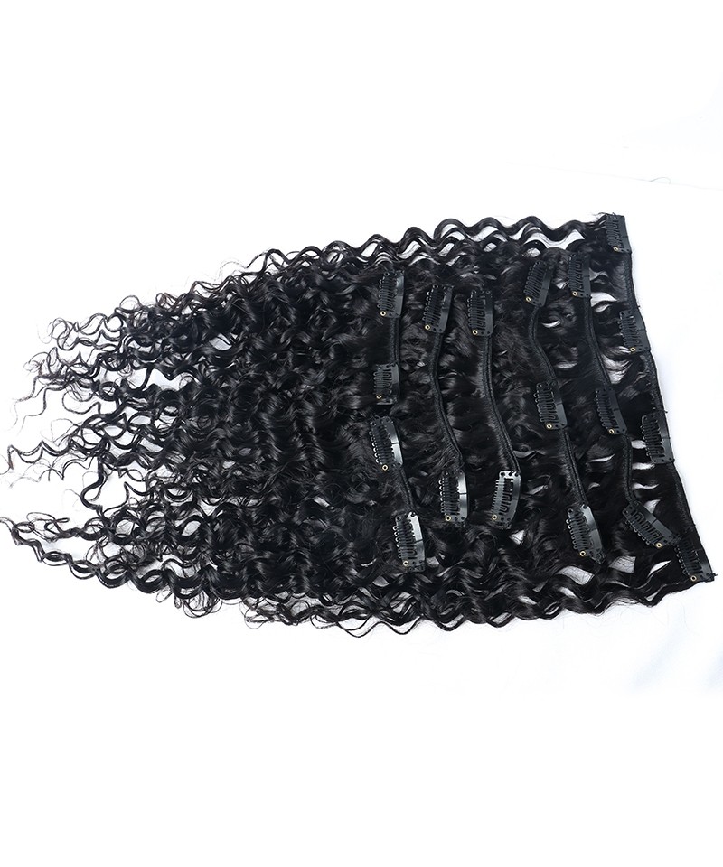 Dolago 7 Pieces/Set Deep Curly Clip In Human Hair Extensions For Women