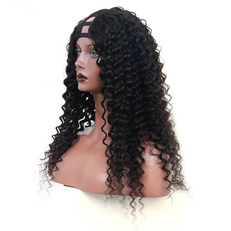Best Quality Deep Curly U Part Wigs For Sale Natural Hair 150 Density