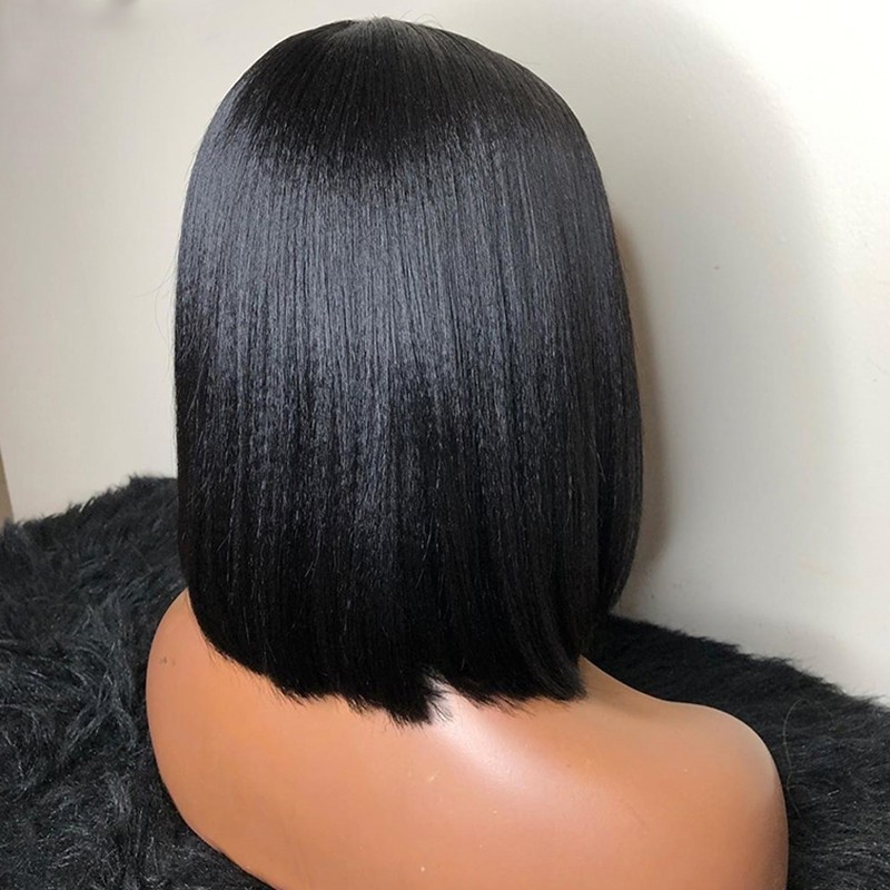 Glueless Yaki Straight 5X5 HD Lace Closure Human Hair Wigs For Women