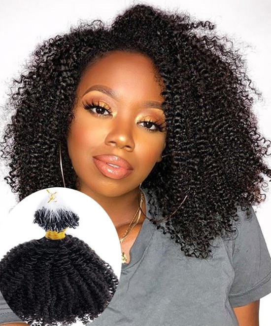 Dolago Brazilian Afro Kinky Curly Micro Link Human Hair Extensions