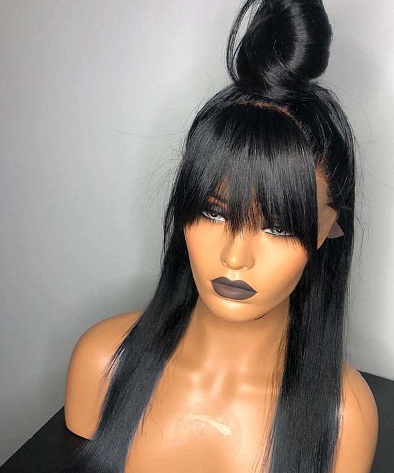 Straight Full Lace Wigs With Bang Brazilian Full Lace Human Hair Wigs