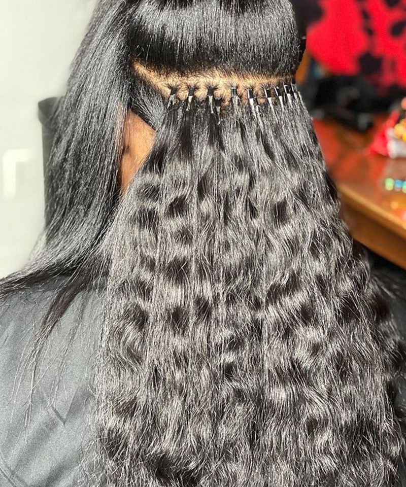 Loose Curly Micro Link Human Hair Extensions For Women Fro Sales