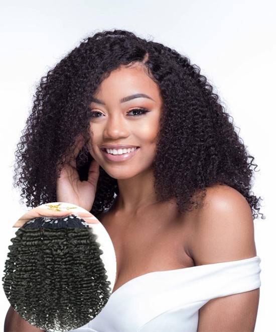 Dolago Mongolia 3B 3C Kinky Curly Micro Links Human Hair Extensions