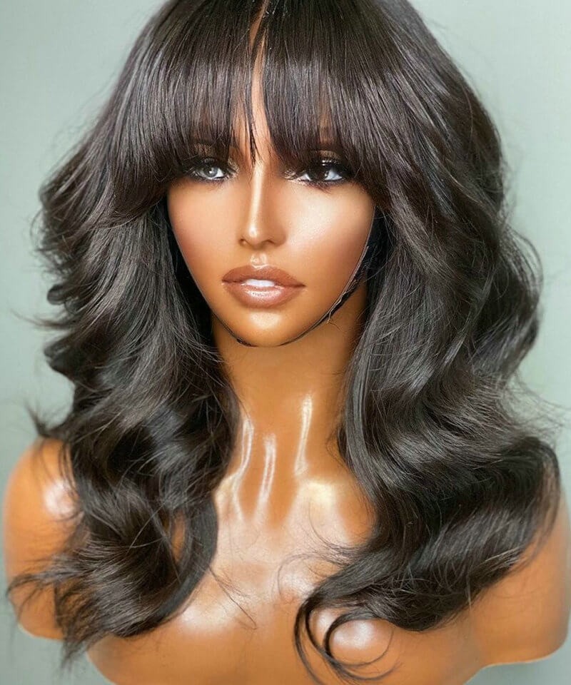 Brazilian Body Wave 13x6 Lace Front Wigs With Bangs 150 Density Sales Brazilian Body Wave 13x6 Lace Front Wigs With Bangs 150 Density Sales