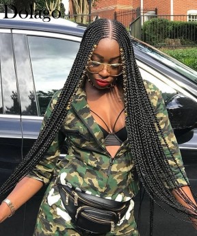 Cornrow braids lace wigs 2X6 braided lace front wigs for women african american 30inch long hair black color 100% handmade braiding cheap synthetic lace wig on sale free shipping dolago