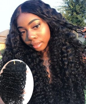 Dolago Deep Curly Clip in Human Hair Extensions 120g/7pcs For One Set Brazilian Curly Clip Ins Hair Extensions For Women Natural Color