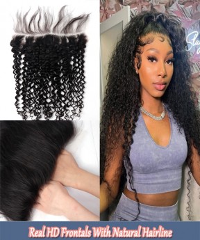 Dolago HD Crystal Lace Frontal Closure With Natural Baby Hair Pre Plucked 13x4 4x4 HD Swiss Lace Frontal Closure For Women Deep Curly Brazilian Human Hair Melt Clear Frontals Bleached The Knots On Sale