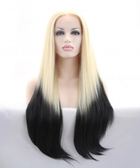 Blonde Root Black Wig Ombre Wig Synthetic Wig