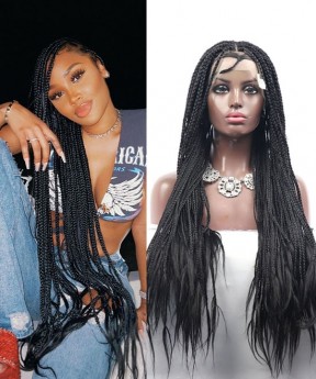 Braided wigs knotless box braid wig meiudm braids lace front wig 30inch 13X3 lace frontal handmade braid wigs for sale dolago best cheap synthetic braiding wig free shipping