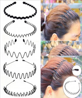 Dolago Unisex Black Metal Spiral Hair Hoop For Men/Women Flexible Wave Shaped Non Slip Headband Headdress Accessories Fashion Women Hairband Sale Online
