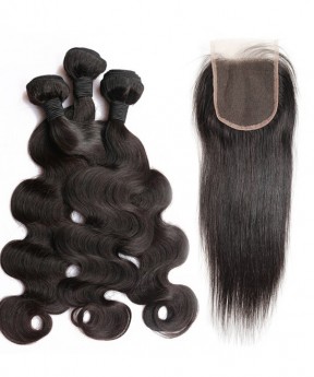 Dolago Brazilian Body Wave 3 100% Human Hair Bundles With 4x4 Lace Frontal Closure Cheap Bundles With Closure For Women Best Wavy Closures And Bundles Hair Wholesale Online Shop For Sale 