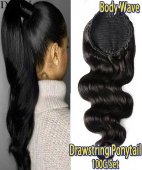 Body Wave Drawstring Brazilian Ponytail Extensions For Women