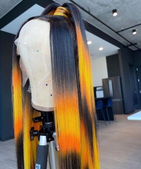 Quality Ombre Colored Human Hair Hd Transparent Lace Wigs