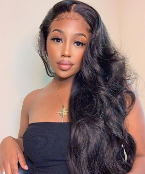Dolago Body Wave 180% Full Lace Human Hair Wigs With Invisible Hairline For Black Women Pre Plucked Brazilian Full Lace Wigs Can Be Dyed With Natural Baby Hair For Sale Wavy Transparent Full Lace Wig