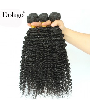 Dolago Brazilian Remy Human Hair Bundles 3B 3C Kinky Curly Human Hair Extensions 10 -30 Inches Curly Human Hair Weaves 3Pics Brazilian Bundles Sales